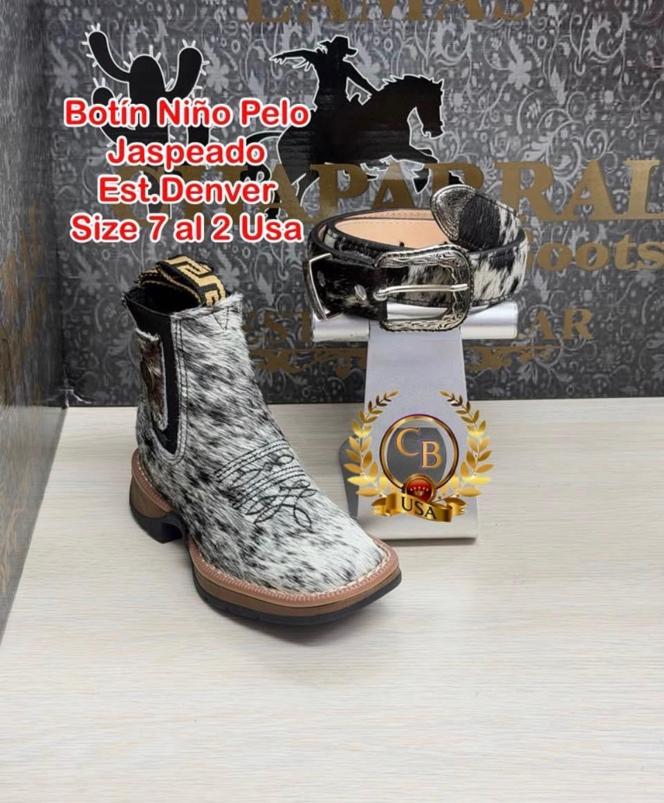 Bota de niño, pelo de vaca