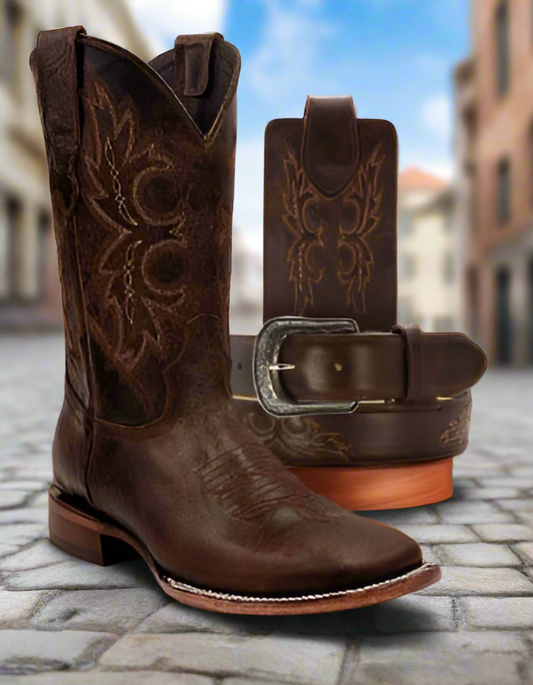 Combo Correa Botas Y Cartera Brown