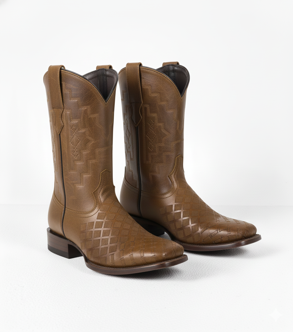 FINN - Leather Wide Square Toe Boots
