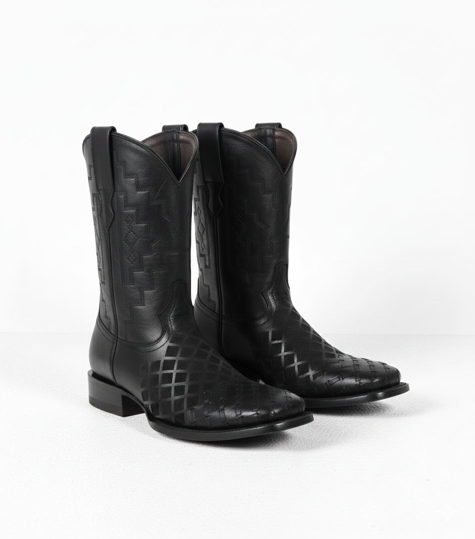 FINN - Leather Wide Square Toe Boots