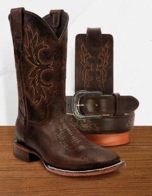 Combo Correa Botas Y Cartera Brown