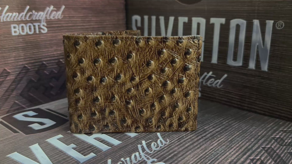 Wallet ostrich print brown